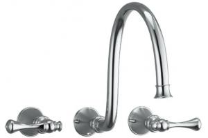 Kohler Revival K-T16107-4A-AF Vibrant French Gold Wall-Mount Faucet Trim with Traditional Lever Handles