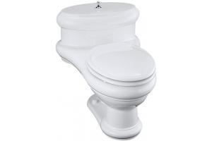 Kohler Revival K-3360-BR-58 Thunder Grey One-Piece Toilet with Toilet Seat and Polished Brass Lift Knob and Hinges