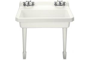 Kohler Harborview K-6607-4-0 White Self-Rimming or Wall-Mount Utility Sink with Four-Hole Faucet Drilling