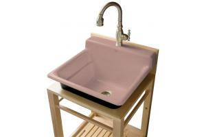 Kohler Bayview K-6608-1P-45 Wild Rose Wood Stand Utility Sink with Single-Hole Faucet Drilling on Top of Backsplash