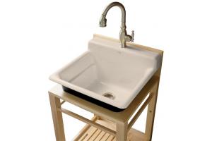 Kohler Bayview K-6608-1P-55 Innocent Blush Wood Stand Utility Sink with Single-Hole Faucet Drilling on Top of Backsplash