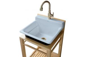 Kohler Bayview K-6608-1P-6 Skylight Wood Stand Utility Sink with Single-Hole Faucet Drilling on Top of Backsplash