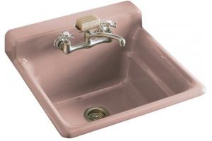 Kohler Bayview K-6608-2-45 Wild Rose Self-Rimming Utility Sink with Two-Hole Faucet Drilling in Backsplash