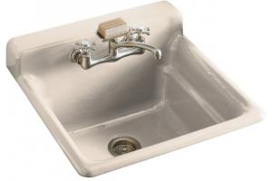 Kohler Bayview K-6608-2-55 Innocent Blush Self-Rimming Utility Sink with Two-Hole Faucet Drilling in Backsplash