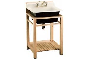 Kohler Bayview K-6608-2P-47 Almond Wood Stand Utility Sink with Two-Hole Faucet Drilling in Backsplash