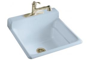 Kohler Bayview K-6608-3-6 Skylight Self-Rimming Utility Sink with Three-Hole Faucet Drilling on Top of Backsplash