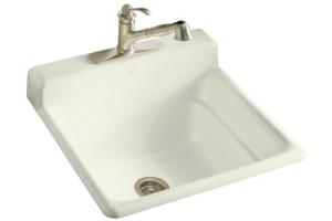 Kohler Bayview K-6608-3-NG Tea Green Self-Rimming Utility Sink with Three-Hole Faucet Drilling on Top of Backsplash