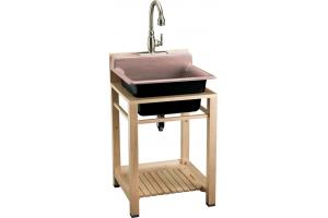 Kohler Bayview K-6608-3P-45 Wild Rose Wood Stand Utility Sink with Three-Hole Faucet Drilling on Top of Backsplash