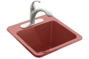 Kohler Park Falls K-6655-1-R1 Roussillon Red Self-Rimming Utility Sink with One-Hole Faucet Drilling