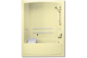 Kohler Freewill K-12106-N-Y2 Sunlight Whirlpool Bath Tub and Shower Module with Nylon Grab Bars and Right-Hand Drain