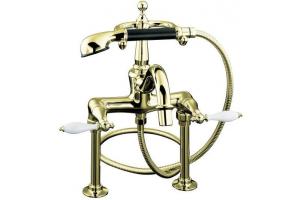 Kohler Finial Traditional K-331-4P-AF Vibrant French Gold Bath Faucet with Handshower, Diverter Spout and Lever Handles