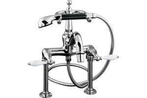 Kohler Finial Traditional K-331-4P-CP Polished Chrome Bath Faucet with Handshower, Diverter Spout and Lever Handles