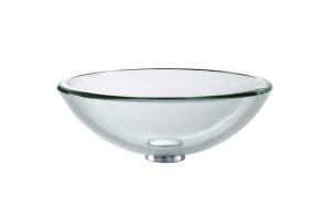 Kraus GV-101-19mm-CH Chrome Clear 19Mm Thick Glass Vessel Bathroom Sink With Pu-Mr