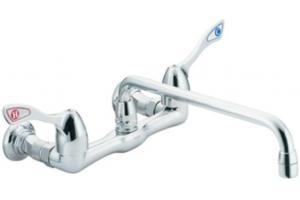 Moen Commercial CA8119 Chrome Two Handle Wall Mount Kitchen Faucet With Spout