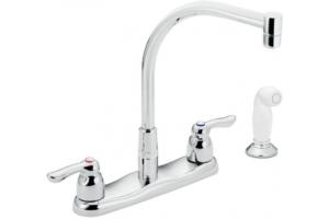 Moen Commercial CA8792 Chrome Two Handle Kitchen Faucet with Black Protege Side Spray