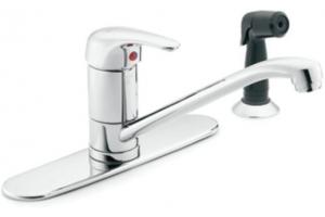 Moen 8707 Commercial Chrome One-Handle Kitchen Low Arc Faucet