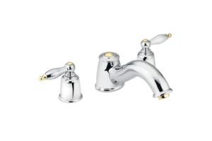Moen T6985CP Castleby Chrome/Polished Brass Roman Tub Faucet Trim Kit with Lever Handles