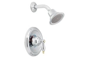 Moen TL2377CP Castleby Chrome/Polished Brass Posi-Temp Shower Trim Kit with Lever Handle