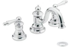 Moen TS418 Waterhill Chrome 8-16\" Widespread Faucet with Pop-Up & Lever Handles