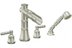 Moen TS8813BN Bamboo Brushed Nickel Roman Tub Faucet with Hand Shower & Lever Handles
