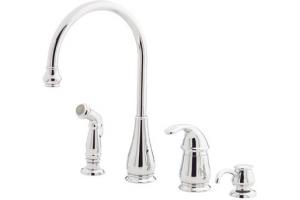 Price Pfister Treviso 26-4DCC Polished Chrome Lever Handle Kitchen Faucet with Side Spray and Soap Dispenser