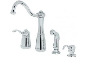 Price Pfister Marielle 26-4NCC Polished Chrome Single Handle Kitchen Faucet with Side Spray & Soap Dispenser