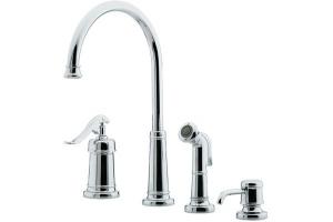 Price Pfister Ashfield 26-4YPC Polished Chrome Single Handle Kitchen Faucet with Side Spray & Soap Dispense