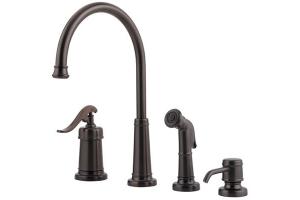 Price Pfister Ashfield 26-4YPZ Oil Rubbed Bronze Single Handle Kitchen Faucet with Side Spray & Soap Dispen