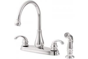 Price Pfister Treviso 36-4DCC Polished Chrome Two Handle Kitchen Faucet with Soap Dispenser