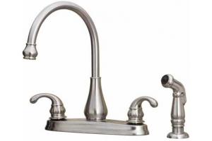 Price Pfister Treviso 36-4DSS Stainless Steel Two Handle Kitchen Faucet with Soap Dispenser