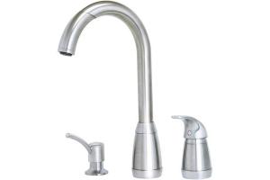 Price Pfister Contempra 526-50SS Stainless Steel Lever Handle Pull-Out Kitchen Faucet with Soap Dispenser