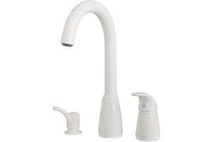 Price Pfister Contempra 526-50WW White Lever Handle Pull-Out Kitchen Faucet with Soap Dispenser