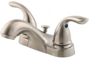 Pfister G143-610K Pfirst Series Brushed Nickel Two Handle Centerset Lavatory Faucet with Pop-Up