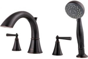 Pfister RT6-4GLY Saxton Tuscan Bronze Roman Tub Faucet Trim with Handles and Handheld Shower