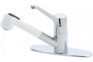 Price Pfister Genesis 538-60CW White/Chrome Single Handle Pull-Out Kitchen Faucet with Spray