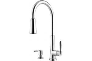 Pfister GT529-MDC Mystique Chrome Single Handle Pull-Out Kitchen Faucet with Spray & Soap Dispenser