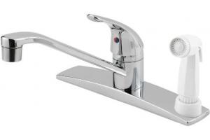 Pfister G134-3444 Pfirst Series Chrome Single Handle Kitchen Faucet with Spray