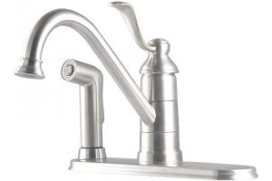 Pfister T34-3PS0 Portland Stainless Steel Single Handle Kitchen Faucet with Spray