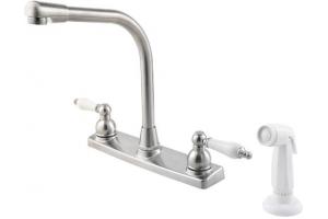 Pfister G136-400S Pfirst Series Stainless Steel Two Handle Kitchen Faucet with Spray