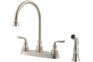 Pfister GT36-4CBS Avalon Stainless Steel Two Handle Kitchen Faucet with Spray