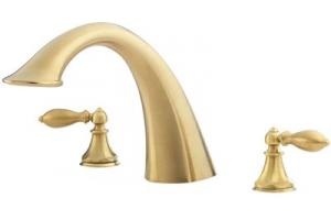 Price Pfister Catalina RT6-E0XF_HHL-ELBF Brushed Brass Roman Tub Spout Trim Kit with Handles