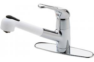 Pfister T533-5CW Genesis Chrome/White Lever Handle Pullout Faucet