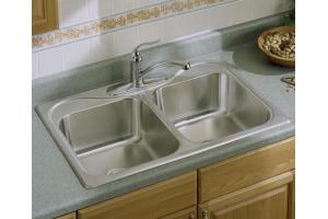 Sterling 11400-3 Southhaven Stainless Steel Self-Rimming Double-Basin Kitchen Sink with Three-hole Faucet Punching